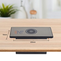 Prise de courant de table BNT au prix d'usine, design encastré, prise de table à ouverture coulissante avec 2 prises AC et chargeur sans fil 15W pour meubles