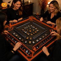 Ensemble de tuiles de mahjong américaines en acrylique cristal noir de luxe pour la vente en gros |   Support de rangement personnalisé pour tapis de mahjong 4 couches, 160 pièces