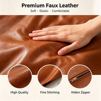 Coussin de luxe en similicuir 50x50cm, coussin de canapé doux et élastique, vente en gros OEM ODM personnalisée