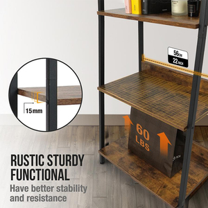 ชั้นวางของแบบบันได 4 ชั้น สำหรับจัดระเบียบสำนักงาน ผลิตโดยโรงงาน ODM OEM ทำจากไม้และโลหะ เหมาะสำหรับห้องนั่งเล่น สำนักงาน ระเบียง ห้องครัว - Product Image 2