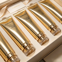 Tube cosmétique ABL en acrylique doré métallisé miroir de 100 ml avec bouchon à clapet, emballage vide pour nettoyant visage