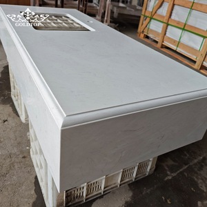 Goldtop Modern Stand Pure White Artificial Marble Countertop Vanity Tops for Project Villa Hotel With Metal Support Bracket - Product Image 5