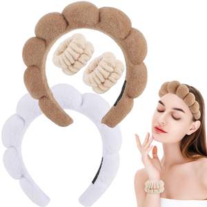 Grande Promotion : Bandeau Éponge Spa et Bracelets de Poignet, Accessoires Cheveux pour Lavage du Visage, Demaquillage et Soins Cutanés, Bandeau Facial pour Femme - Product Image 6