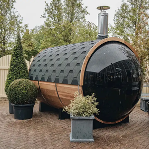 Sauna de Madera Eléctrica para 6-7 Personas con Ventanas Panorámicas de Vidrio; Sauna de Vapor Tipo Barril para Exteriores, Lista para Usar - Product Image 5