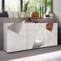 Muebles de acento, pintado blanco Simple aparador, soporte de TV, armario con almacenamiento con vidrio para sala de estar, comedor