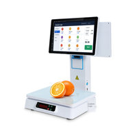 Mesin Kasir Terminal POS Sistem POS All-in-One Layar Ganda 15,6 Inci Timbangan Terintegrasi Printer Terpasang Windows Intel I5