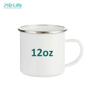PYD Life Hot Sale 12 oz High Quality Sublimation Metal Bulk Blanks Enamel Camping Coffee Mugs Cup Wholesale