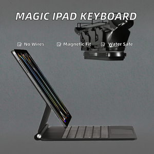 เคสคีย์บอร์ดแม่เหล็กไร้สายอะลูมิเนียมแบบพกพา ดีไซน์ใหม่ปี 2024 พร้อมไฟ LED และสวิตช์แบบกรรไกร สำหรับ <span class=keywords><strong>iPad</strong></span> <span class=keywords><strong>Pro</strong></span> <span class=keywords><strong>11</strong></span> นิ้ว และ Air 4/5 รุ่นที่ 10 - Product Image 2