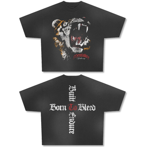 T-Shirt Oversize con Logo Personalizzato, Stampa <span class=keywords><strong>Anime</strong></span>, Streetwear Nero, Cotone Pesante, Spalle Scese, Lavaggio Acido DTG - Product Image 1