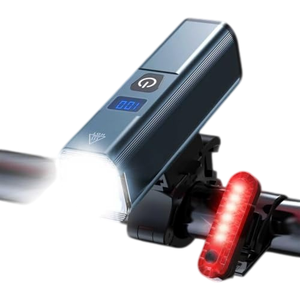 Feu arrière de vélo rechargeable avec capteur de nuit, affichage de la puissance, super lumineux, pour VTT et vélo de route, avec klaxon - Product Image 1