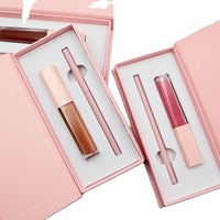 Boîte d'emballage de luxe Rouge à lèvres liquide mat Brillant à lèvres Crayon à lèvres Marque privée Brillant à lèvres Ensemble de crayons à lèvres rose