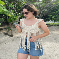 Robe de plage en macramé style Boho, haut court, Cover-Up pour Bikini, PH1172