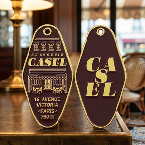 Porte-clés personnalisés en métal plaqué or, alliage de zinc, émail, logo Brasserie <span class=keywords><strong>Paris</strong></span>, porte-clés rétro pour hôtel, pour cadeau - Product Image 4
