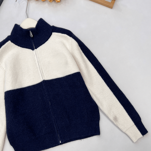 Cárdigan de punto con cremallera completa y cuello alto para mujer, suéter acanalado de manga larga, ropa informal para otoño e invierno - Product Image 6