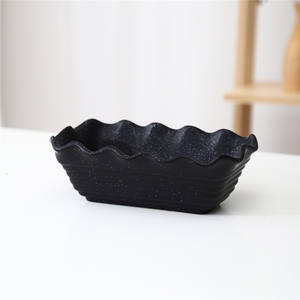 Factory wholesale kitchen restaurant home wave edge rectangle speckled black <strong>ceramic</strong> <strong>tray</strong> baking stoneware bakeware for cake - Product Image 4