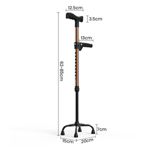Bastón Telescópico de Cuatro Patas Antideslizante, Altura Ajustable de 62-85 cm, para Personas Mayores, Ayuda para Caminar - Product Image 1