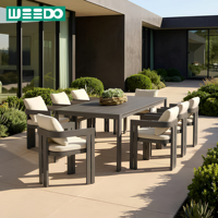 Ensemble de salle à manger de luxe moderne toutes saisons pour patio et jardin, mobilier d'extérieur en métal, table et chaises, fauteuil de jardin en aluminium pour villa