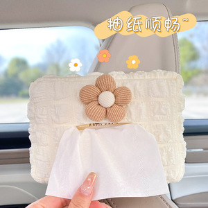 Caja de pañuelos para coche Huahua con diseño de flores, almacenamiento colgante para salpicadero, decoración interior para niñas - Product Image 4