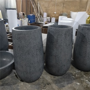 Pots de jardinière de forme ronde classique pour décoration de jardin, jardinière et Pot de fleurs de couleur ciment - Product Image 5