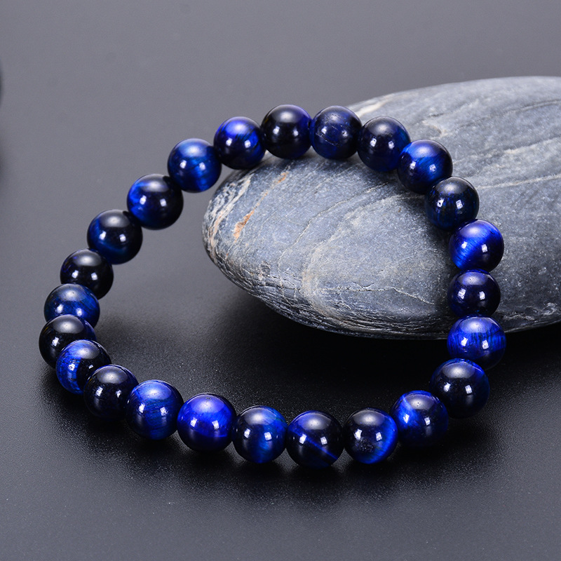 Pierre Oeil de Tigre Naturel Bleu (8mm)