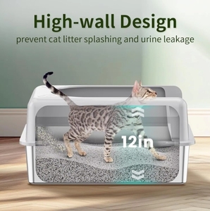 Bac à litière pour chat 20L, design ouvert, acier inoxydable, sans poussière, facile à nettoyer, contrôle des odeurs, grande capacité pour chats de tous âges - Product Image 3