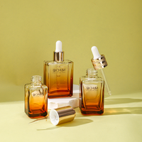 Yeni tasarım düz omuz 30ml 50ml 100ml yarı saydam kozmetik cam damlalık Serum yağ şişesi