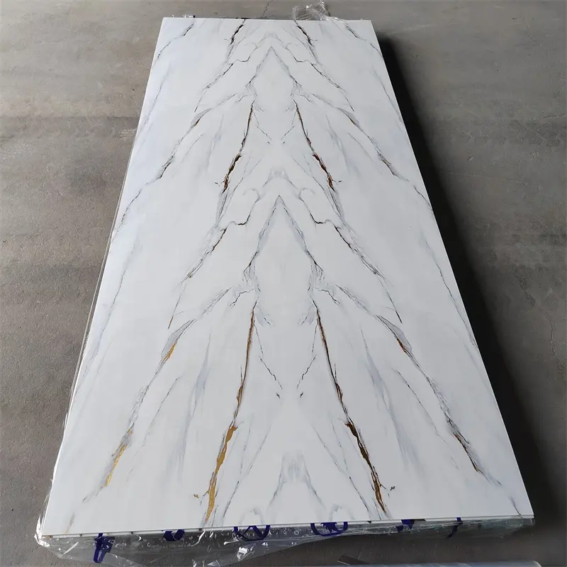 Lámina de mármol de PVC de alto brillo, plantilla impermeable, láminas de plástico, panel de pared de PVC