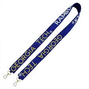CRYSTAL CRAFT Georgia Tech Ramblers Sangle en sangle tissée perlée avec texte en relief, style vintage, bleu et or classiques, pour accessoires de sac à main - Product Image 1
