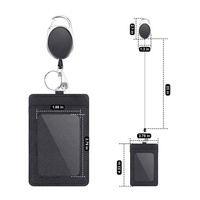 Pengait ID Retraktil Carabiner 2 Kantong Pouch Kulit Imitasi Klip Yoyo Vertikal Tempat Kartu PU GOWELL GW-R029 China