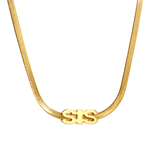 Collar de Cadena de Serpiente con Colgante Móvil de Letra (<span class=keywords><strong>Sister</strong></span>, Mother) en Acero Inoxidable con Baño de Oro Real de 18K PVD, Hipoalergénico e Impermeable - Product Image 2