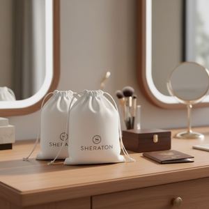Sac de rangement pour bijoux en coton écologique recyclable personnalisé avec cordon de serrage et poche pour montre, petit sac en tissu, possibilité d'imprimer un logo - Product Image 1