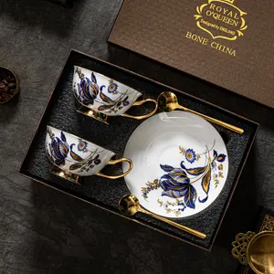 رائعة الأوروبية الفاخرة مجموعة المنزلية السيراميك العظام الصين الإنجليزية فنجان شاي
