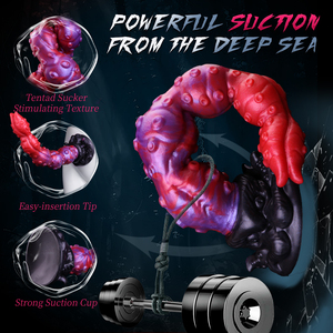 Dildo tentáculo de 16.92'' de largo con textura de ventosa, nudos de silicona para estimulación anal y vaginal, para parejas y masturbadores individuales. - Product Image 5