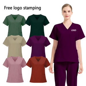 Divisa Medica Ospedaliera <span class=keywords><strong>Viola</strong></span> con Doppie Tasche, Taglia USA, in Poliestere Rayon Spandex, per Infermieri e Dottori, Set Completo - Product Image 1