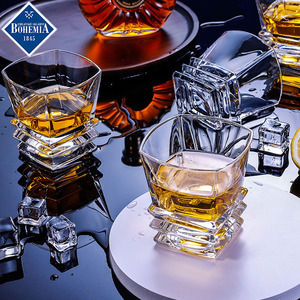 Bohemia Crystal Whiskey Glass Set 200ml Square Design For Adults Gift Use - Product Image 1