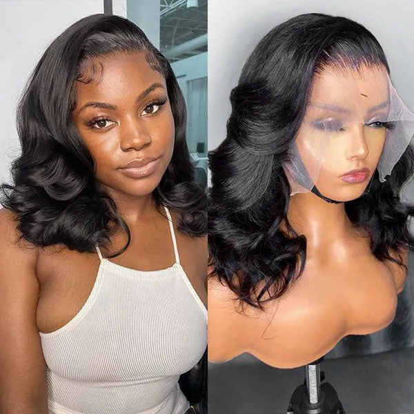 Remy Human Hair Cuticle aligned Body Wave HD Lace Wigs Short Peruvian Bob Human Hair Swiss Hd Lace Front Wig For Black Women
