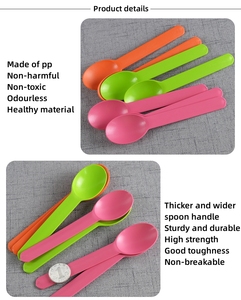 Cucharas de helado Cuchara de plástico 6,2G Helado de colores resistentes Cuchara de plástico PP personalizada Postre de grado alimenticio Cuchara Yougrt - Product Image 5
