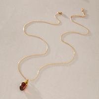 Collier pendentif J&D Designer Vintage en acier inoxydable plaqué or 18 carats PVD, avec pendentif en ambre naturel translucide
