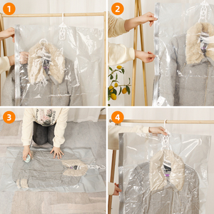 スペース節約クローゼット寝具セット用空気真空吊り収納バッグ再利用可能 - Product Image 5