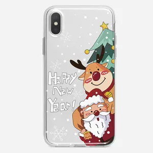 卡通圣诞老人雪人圣诞熊雪人企鹅圣诞手机套x时尚潮流手机套uv印花空白cle