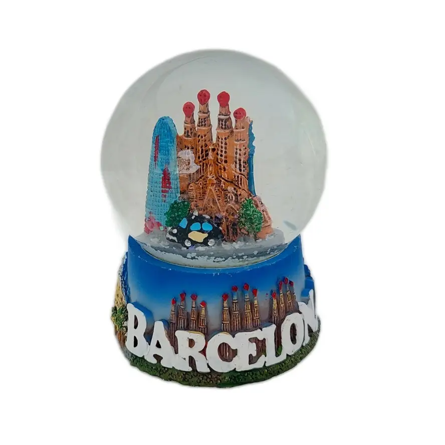 Atacado Personalizado Espanha País Lembrança Snow Globe com Barcelona City Marcos