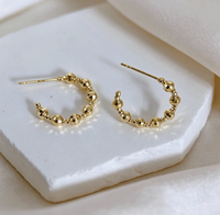 Boucles d'oreilles créoles ouvertes en or massif 18 carats avec perles facettées pour femme, bijoux fins pour usage quotidien, vente en gros