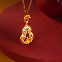 Collier en alliage avec pendentif gourde doré et figurine Bouddha pour femme TANGPEI, bijoux tendance