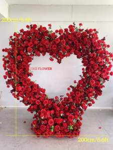 Arco Floreale a Forma di Cuore Personalizzato <span class=keywords><strong>con</strong></span> Supporto, Sfondo di Rose Artificiali per Decorazione Palco Matrimoniale 8 Piedi - Product Image 6