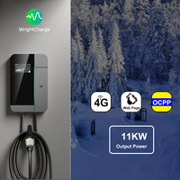Cargador de Vehículos Eléctricos AC de 11kW, Wallbox de Pared Tipo 2 para Carga en Casa con Certificación CE TUV, Tarjeta RFID, Aplicación Inteligente, Control por Wifi y Bluetooth