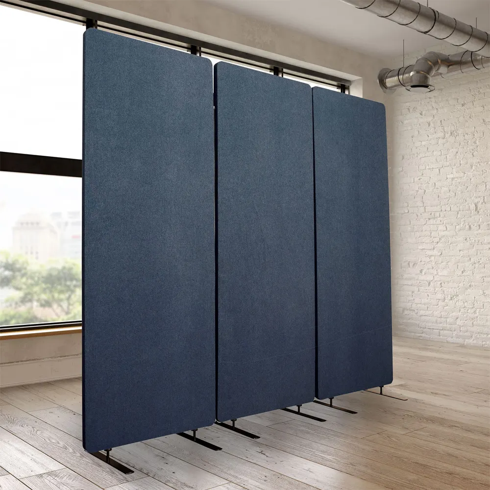 Polyester elyaf DIY ofis masası bölücü akustik bölme panelleri ücretsiz ayakta taşınabilir ayakta hareketli ofis odası bölücüler