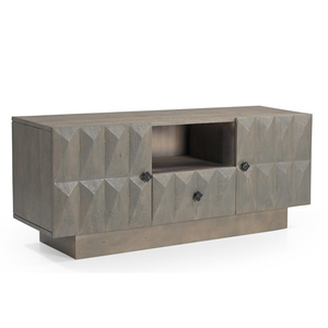 Soporte de Almacenamiento para Equipos Multimedia de Madera Maciza Hecho a Mano de Primera Calidad con Detalles Tallados Únicos para Sala de Estar - Product Image 5