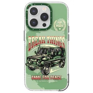 ROCK For iPhone 14 Pro Max Game for Peace Pattern Printed Phone Case Hard PC Soft TPU Anti-Scratch Protective Cover with Strap