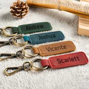 Personalised Leather Keychain for Men, Custom <b>Engraved</b> Name <b>Key</b> <b>Ring</b>, Handmade, Gift for Him Her, Backpack Pendant Accessory - Product Image 4
