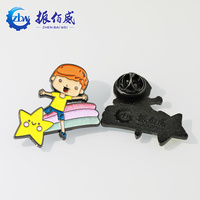 Broche personnalisée en alliage de zinc avec logo, design émaillé, forme mignonne, badge de dessin animé, fabrication chinoise